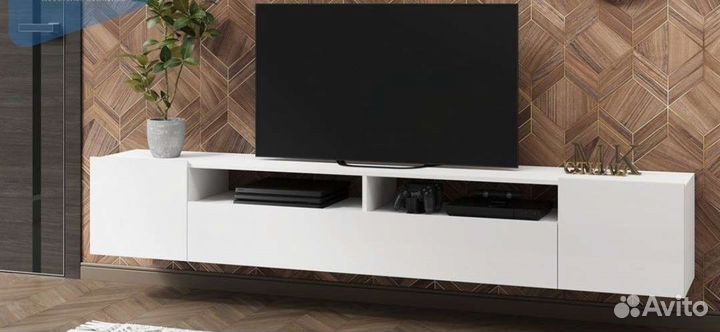 Тумба белая 2м, матовая текстурная