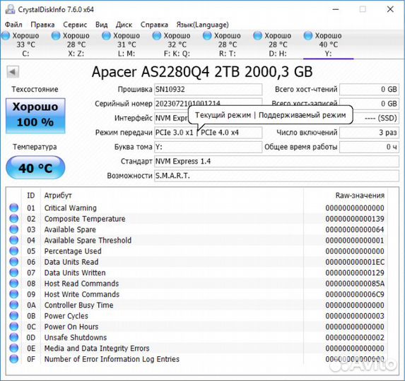 Адаптер ssd m2 nvme в слот PCIe 3.0 x1