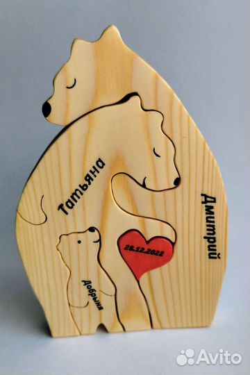 Деревянные фигурки, статуэтки, пазл, мишки, котики