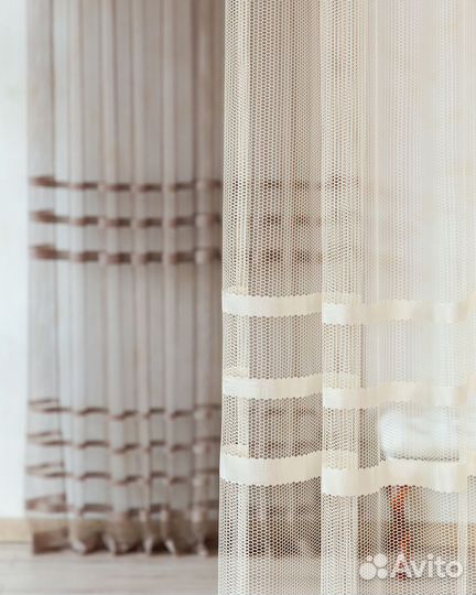 Крупная сетка тюль Фрида Айвори