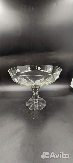 Стеклянная фруктовница СССР яблоки