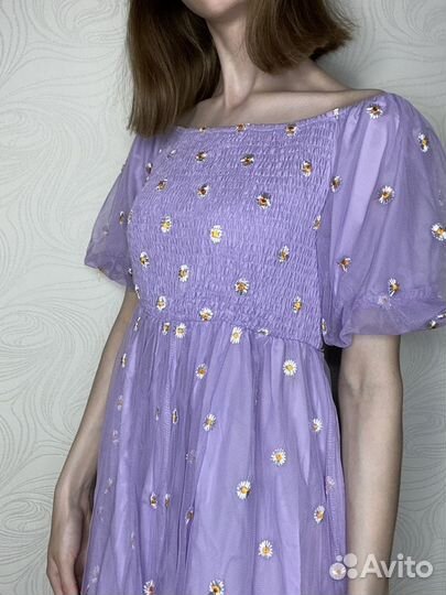 Платье фиолетове в ромашку