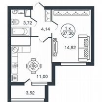 1-к. квартира, 37,3 м², 14/15 эт.