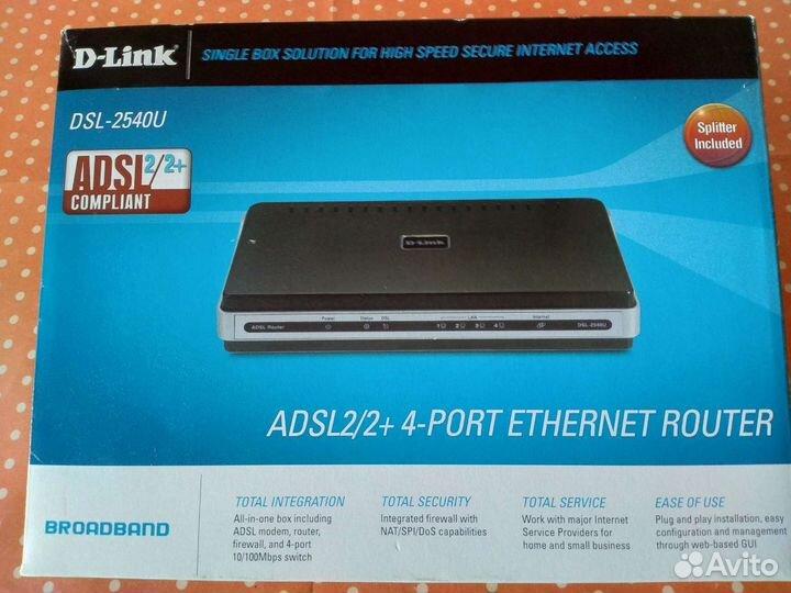 Adsl роутер D-Link DSL-2540U