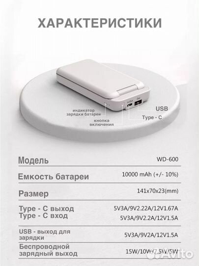 Повербанк,повербанк 10000 mAh внешний аккумулятор