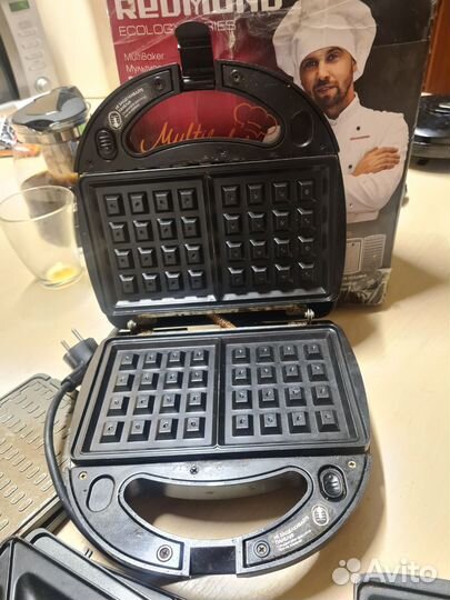 Электрогриль вафельница мультипекарь Redmond
