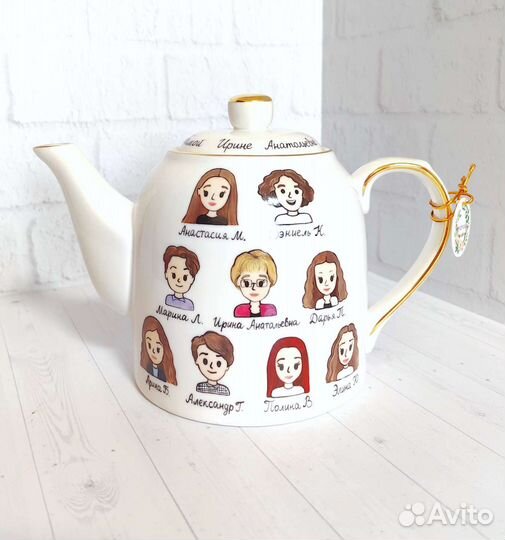 Подарок учителю, воспитателю чайник ручная роспись