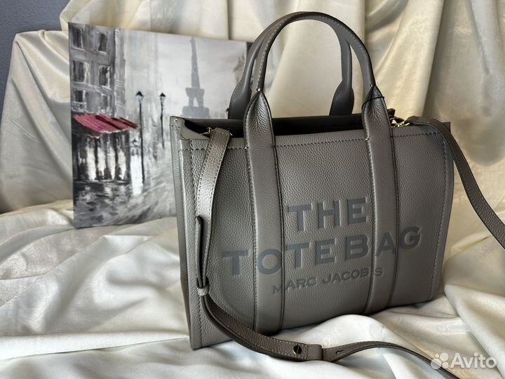 Marc Jecobs The Leather Medium Tote Bag Wolf Grey