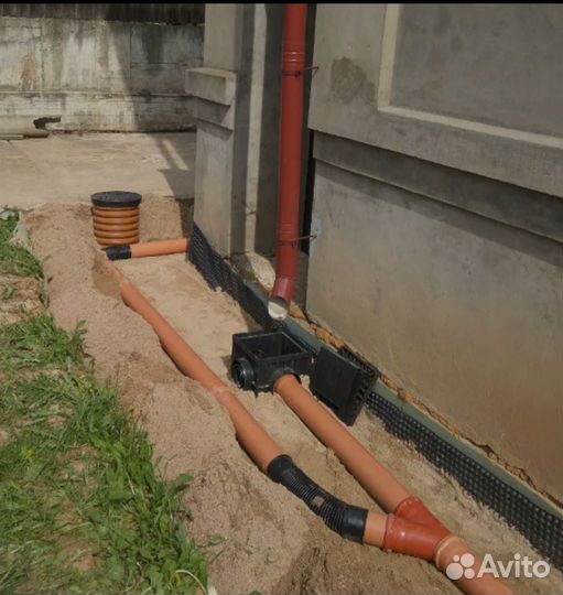 Монтаж дренажа, ливнёвка, септика, лос