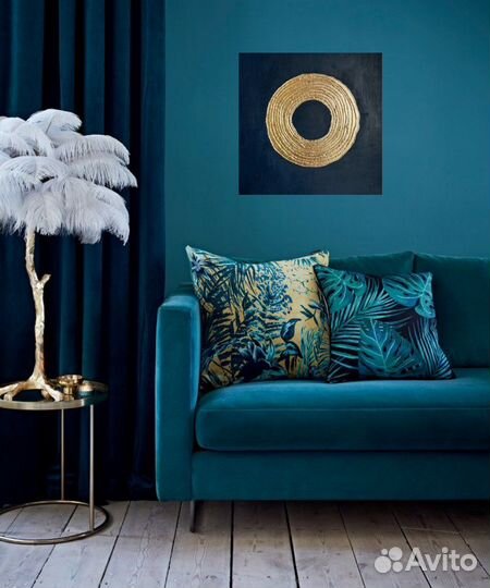 Картина с текстурной пастой и золотой поталью