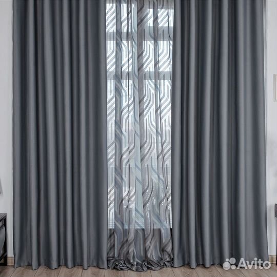 Шторы блэкаут Амадео графит