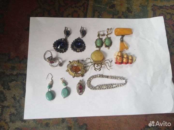 Серьги и брошь