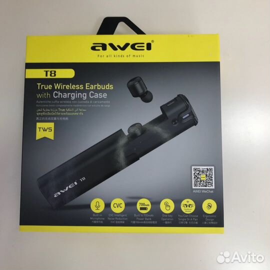 Наушники Awei T8 новые (гарантия)