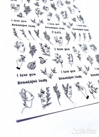 Трафареты наклейки слайдеры для маникюра ногтей