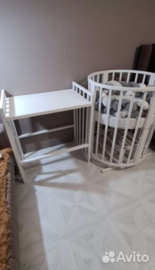 Детская кроватка трансформер,матрас,бортик,мобиль