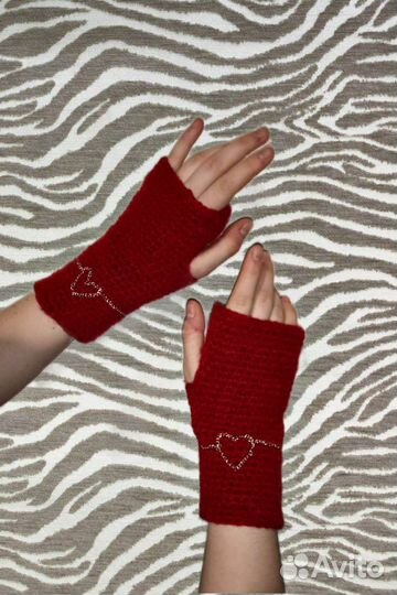 Перчатки без пальцев женские, ручная работа