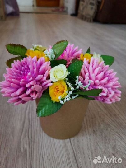 Горшочек с цветами из мыла