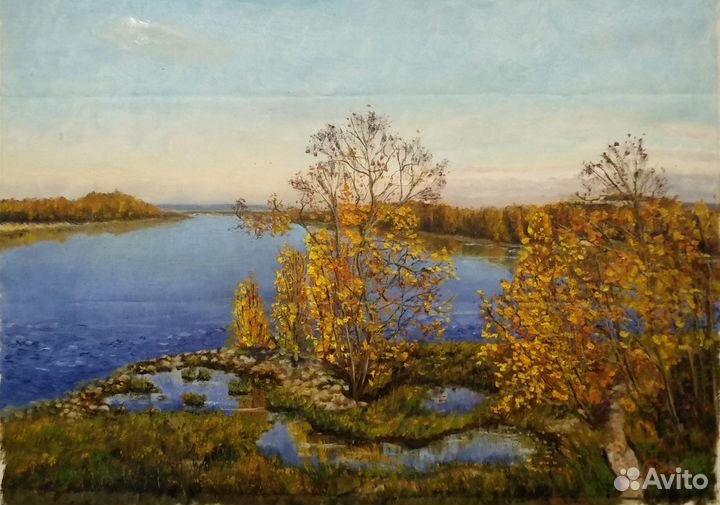 Картина маслом на холсте Осень на Волге 50х70