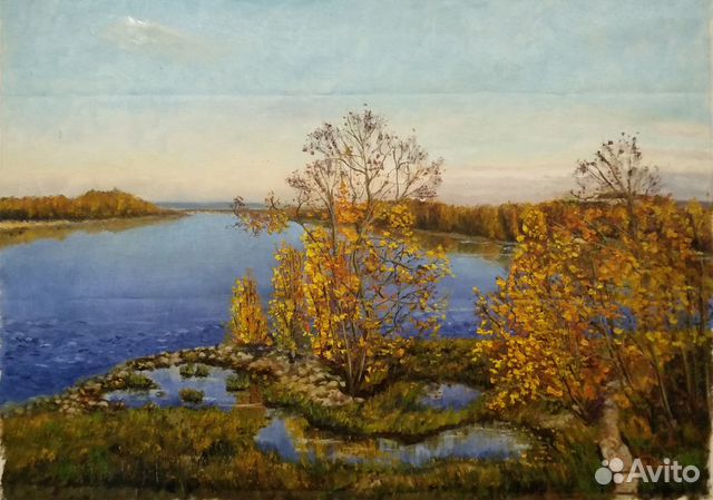 Картина маслом на холсте Осень на Волге 50х70