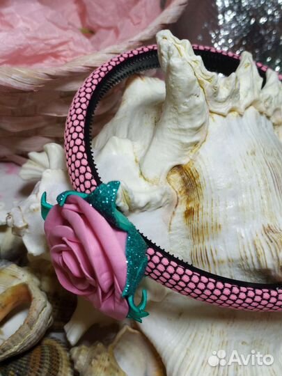 Обруч на голову розовый