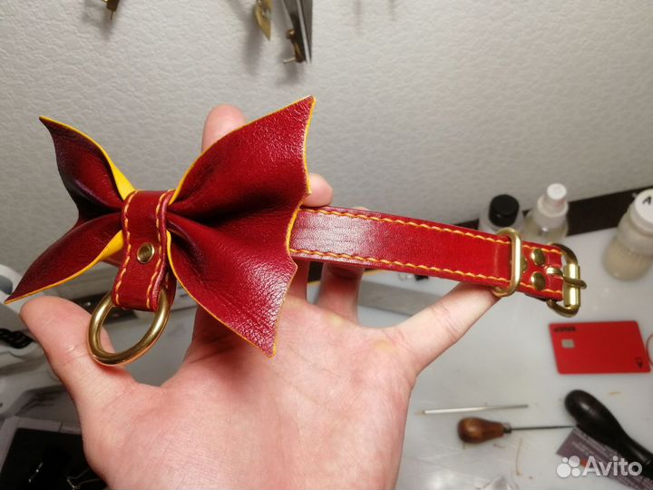 Бантик - чокер кожаный