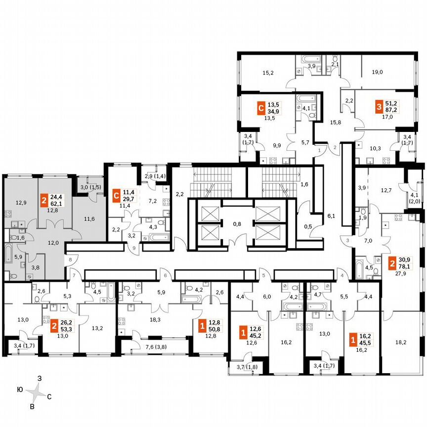 2-к. квартира, 62,1 м², 24/24 эт.