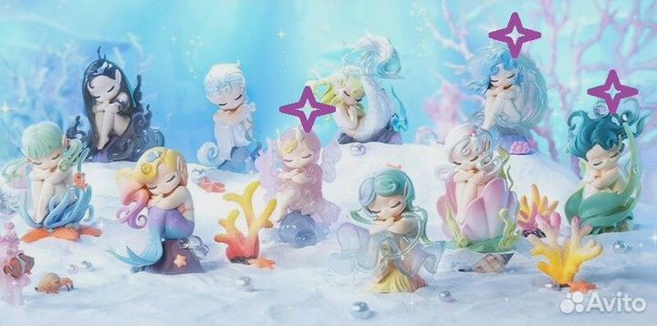 Аниме Гача фигурки спящие морские эльфийки