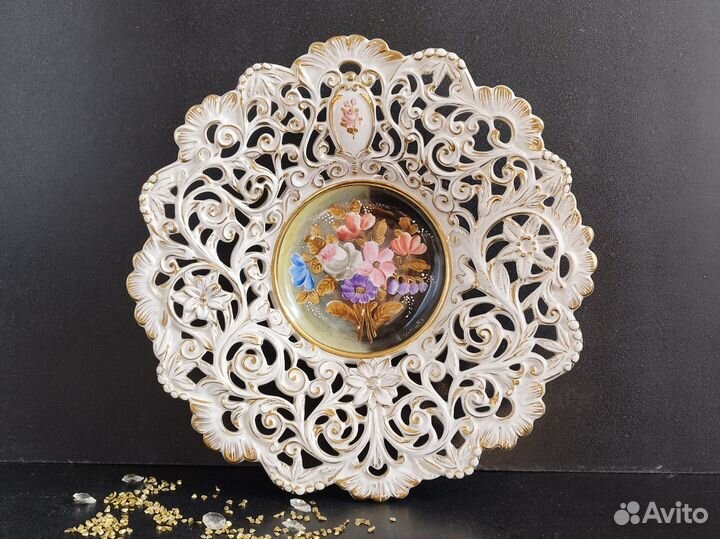 Тарелка панно 36см Каподимонте винтаж Италия