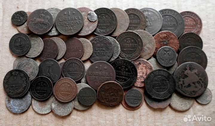 Старинные медные монеты 50 штук (лот-43 )