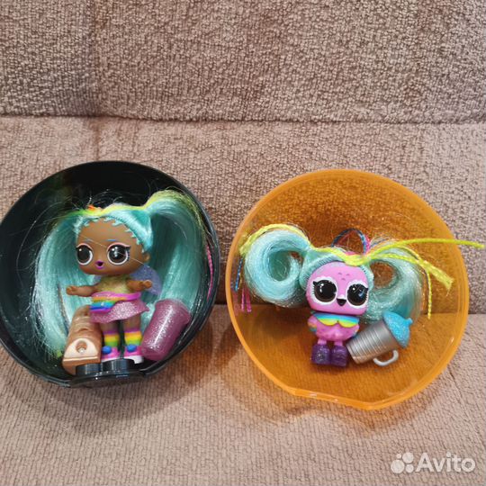 Куколка и питомец лол неоновые, с фонариком