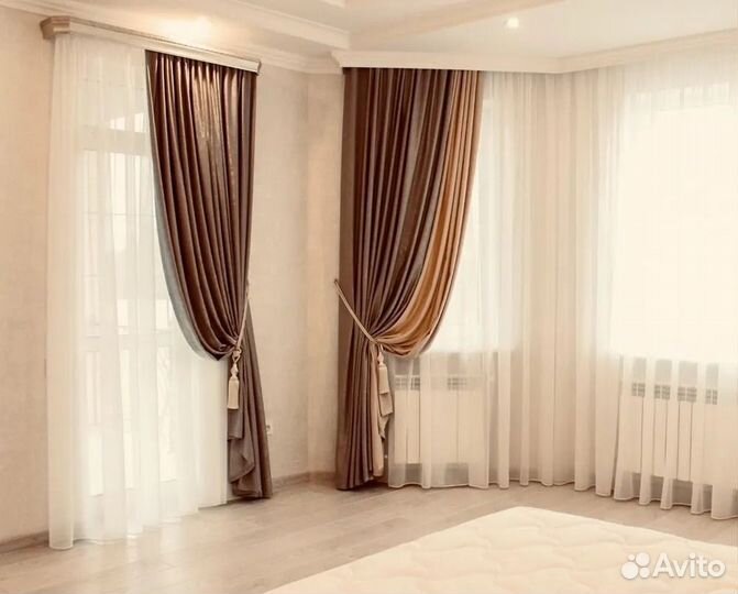 Штора из вуали молочного цвета 600х280