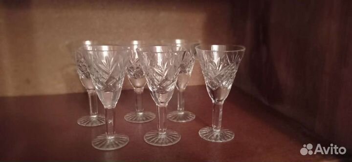 Рюмки хрустальные 6 шт, ретро, времён СССР