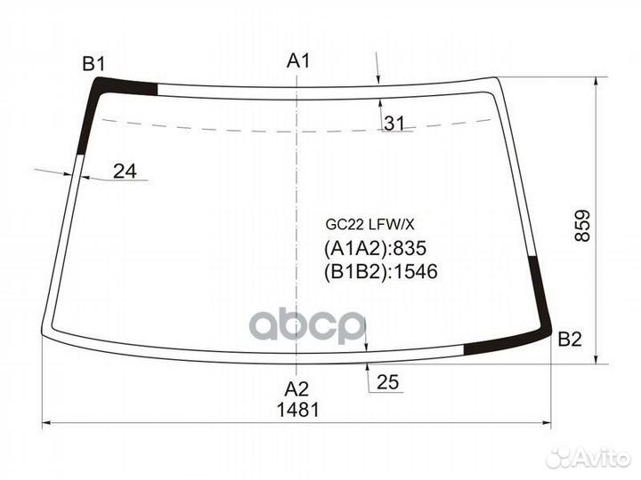 Стекло лобовое Nissan Largo 87-92 / Vanette 85-93