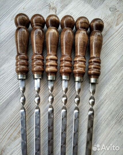 Шампура из нержавейки с деревяной ручкой,40см