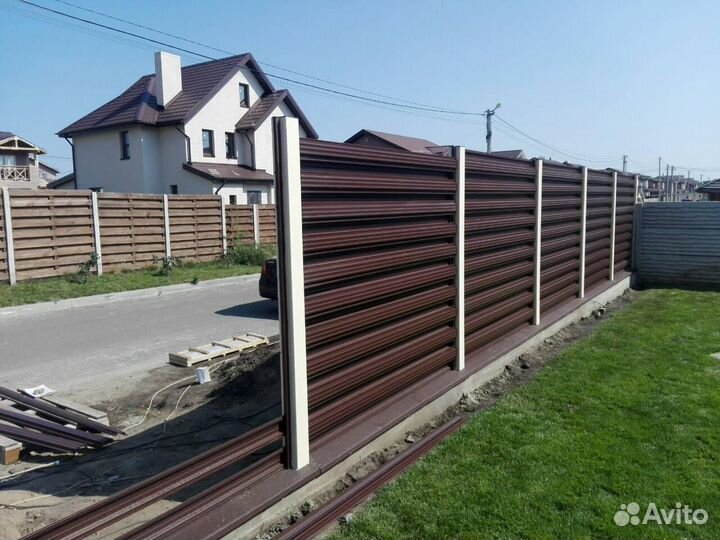 Установка забора профнастил штакетник сетка