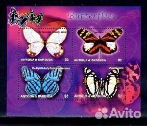 Антигуа, 2003. (ant0335) Бабочки (2 мл+блок)