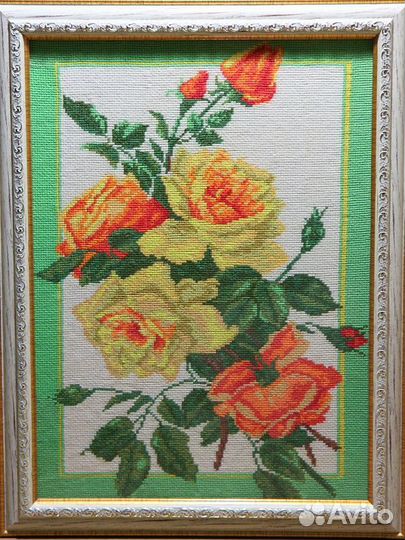 Картина – вышивка крестом. Тигры. Розы