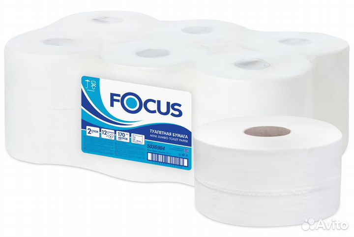 Двухслойная туалетная бумага Focus, Tork T2 170м