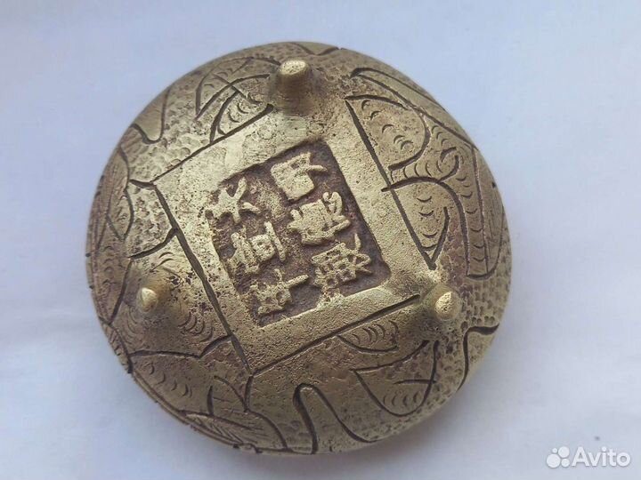 Старый Китай вазочка бронза клеймо 19 век