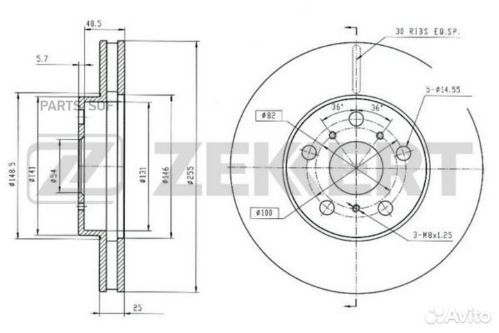 Zekkert BS-5751 Диск торм. перед. Toyota Celica (T