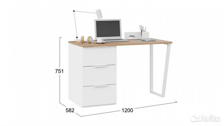 Стол письменный с тумбой универсальной «Порто» Бел