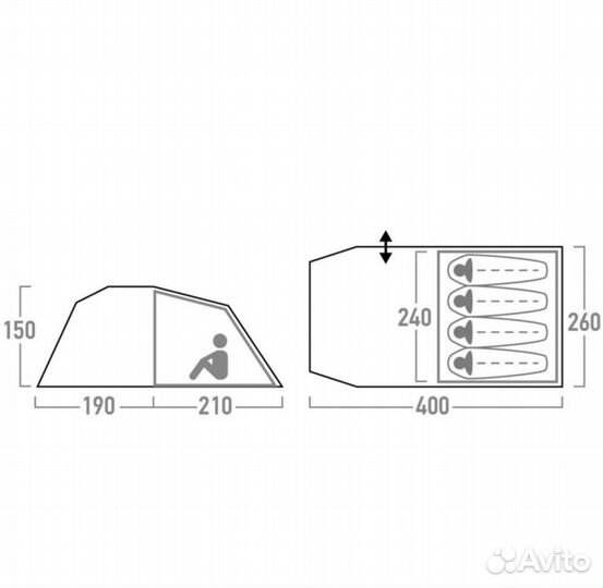 Палатка 4 местная с тамбуром