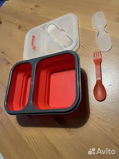 Контейнер складной (ланчбокс силиконовый) с вилкой