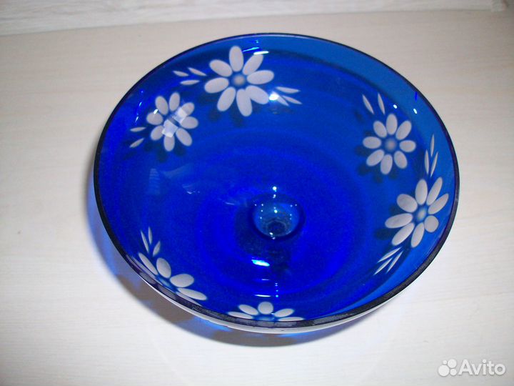 Фруктовницы кобальт 2хслойное ст. на ножке СССР