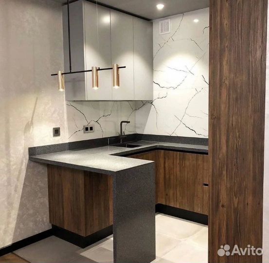 Маленькая кухня в коричневых оттенках