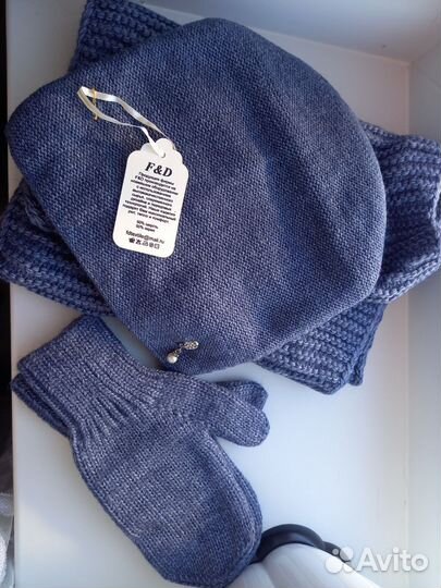 Комплект шапка снуд варежки