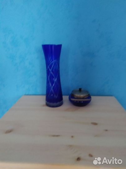Кобальт СССР ваза для цветов и сахарница