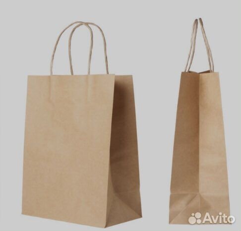 Крафтовые пакеты с кручёными ручками
