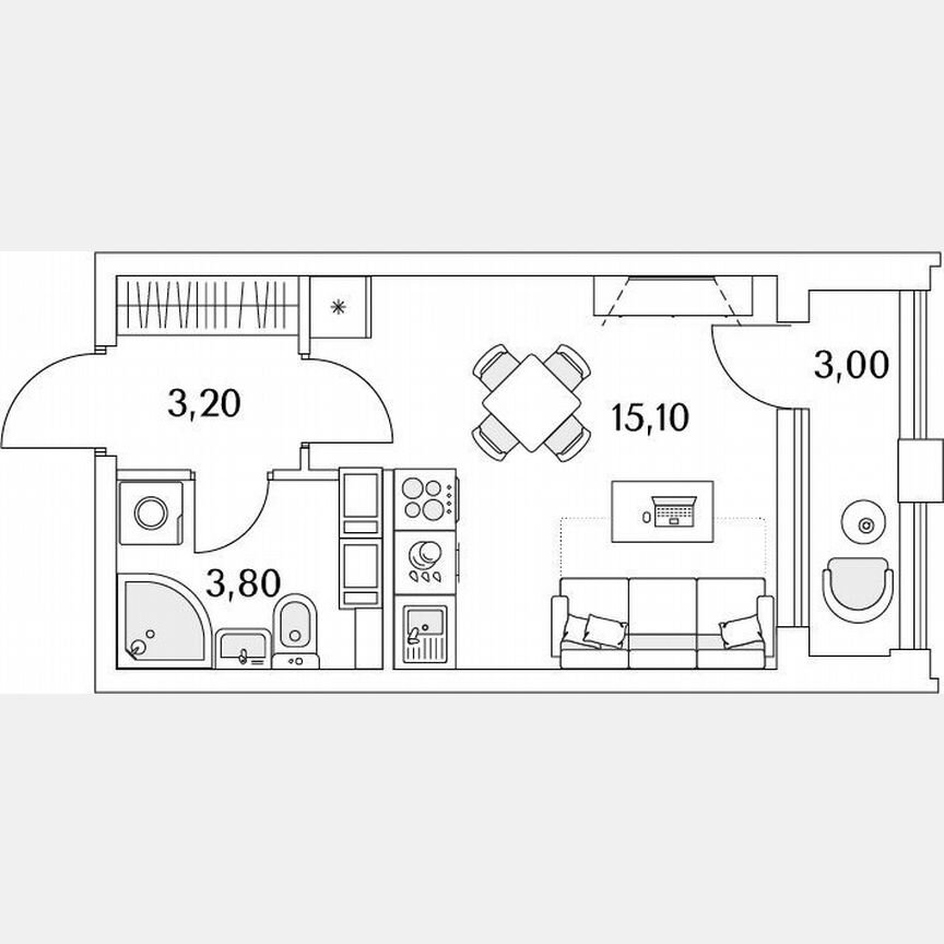 Квартира-студия, 40 м², 12/13 эт.