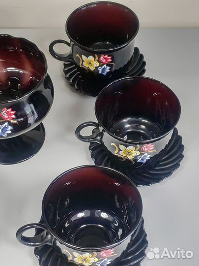 Сервиз чайный чёрное стекло